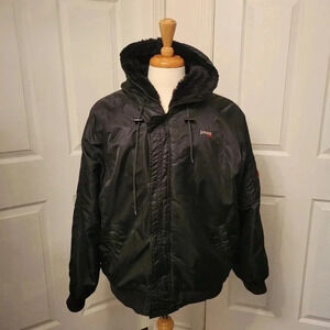 Schott NYC Hooded Black Bomber Jacket